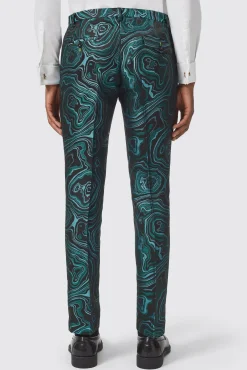 Trousers·Party Trousers|Twisted Tailor Adichie Slim Fit Green Jacquard Trousers