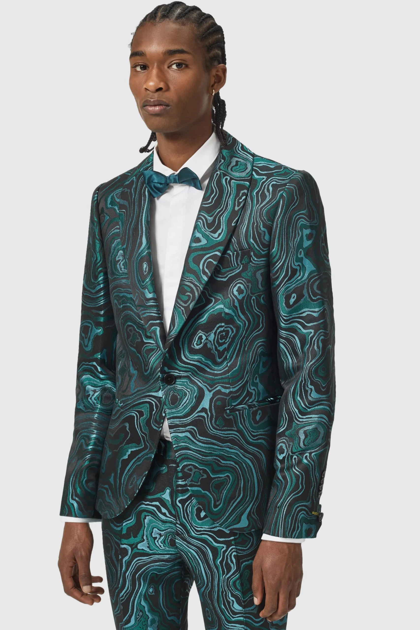 Occasion·Party Suits|Twisted Tailor Adichie Slim Fit Green Jacquard Suit