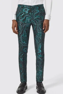 Occasion·Party Suits|Twisted Tailor Adichie Slim Fit Green Jacquard Suit
