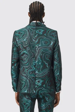 Jackets·Party Jackets|Twisted Tailor Adichie Slim Fit Green Jacquard Jacket