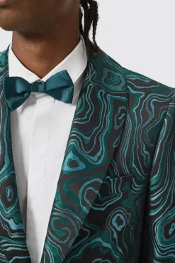 Jackets·Party Jackets|Twisted Tailor Adichie Slim Fit Green Jacquard Jacket