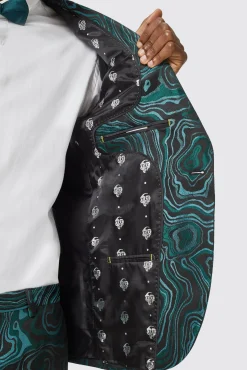 Jackets·Party Jackets|Twisted Tailor Adichie Slim Fit Green Jacquard Jacket