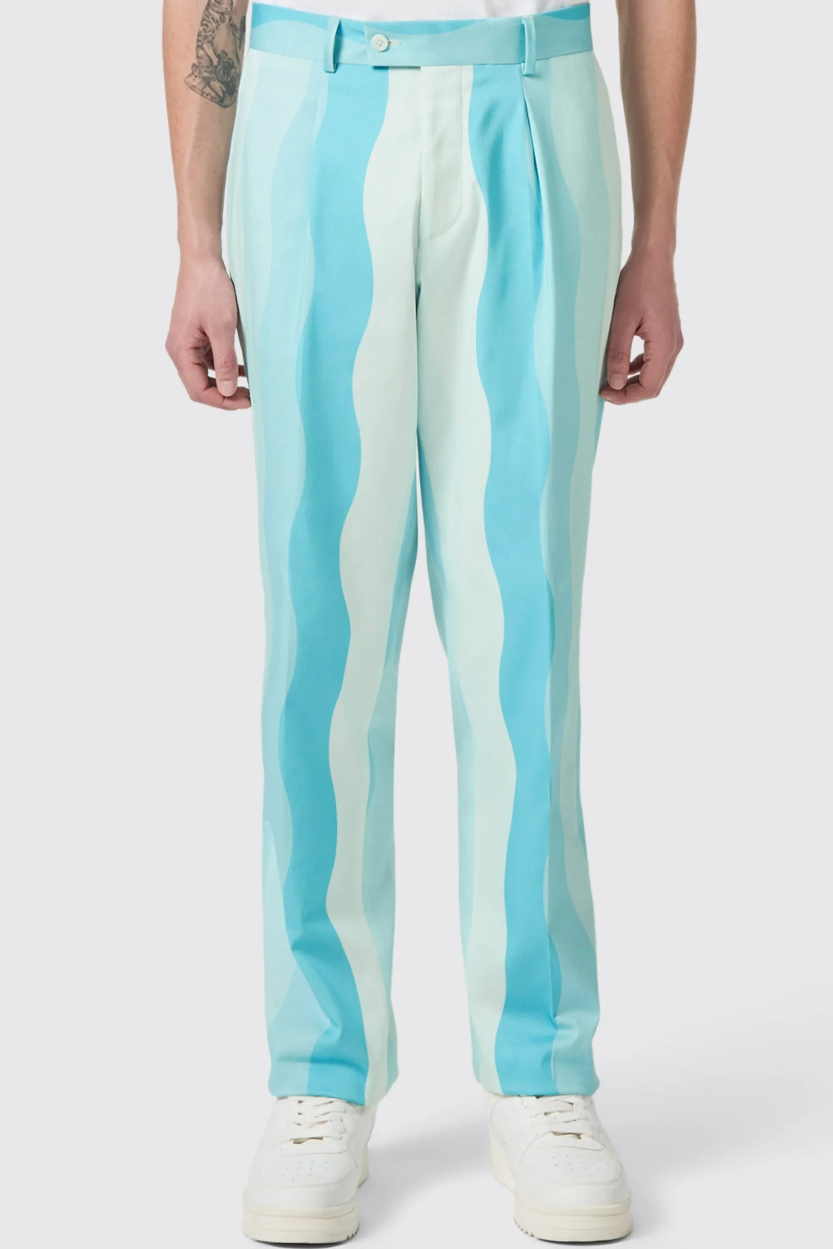 Unisex|Twisted Tailor Alvaro Oversized Blue Cotton Trousers
