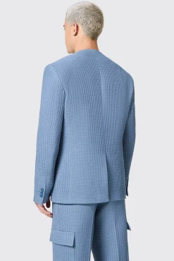 Unisex|Jackets·Casual Jackets|Twisted Tailor Anthony Oversized Blue Waffle Knit Cotton Suit