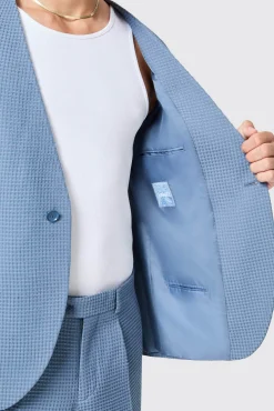 Unisex|Jackets·Casual Jackets|Twisted Tailor Anthony Oversized Blue Waffle Knit Cotton Suit