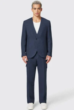 Unisex|Jackets·Casual Jackets|Twisted Tailor Anthony Oversized Navy Waffle Knit Cotton Suit