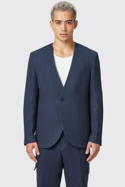 Unisex|Jackets·Casual Jackets|Twisted Tailor Anthony Oversized Navy Waffle Knit Cotton Suit