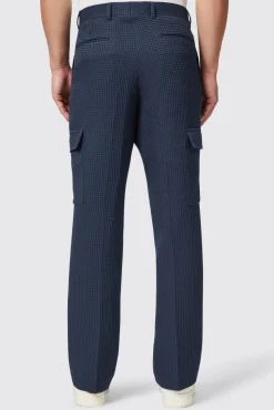 Unisex|Trousers·Casual Trousers|Twisted Tailor Anthony Oversized Navy Waffle Knit Cotton Trousers