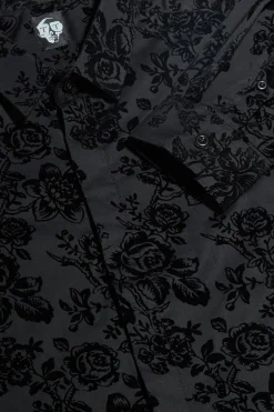 Style·Floral Shirts|Occasion·Formal Shirts|Twisted Tailor Armada Skinny Fit Black Floral Flocked Cotton Shirt