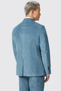 Jackets·Casual Jackets|Twisted Tailor Aston Slim Fit Blue Corduroy Double Breasted Jacket