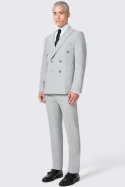 Jackets·Work Jackets|Twisted Tailor Atkinson Slim Fit Grey Double Breasted Jacket