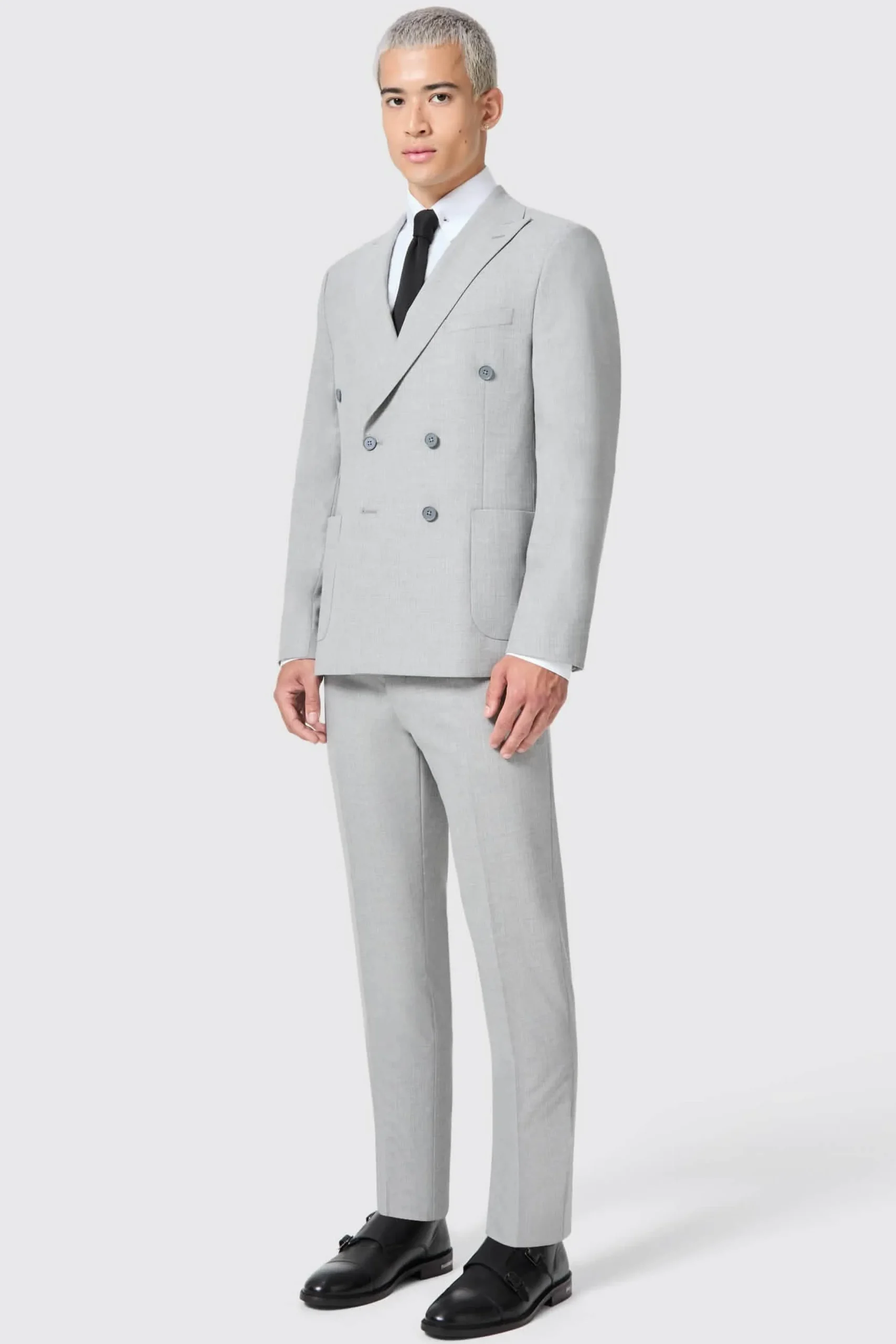 Jackets·Work Jackets|Twisted Tailor Atkinson Slim Fit Grey Double Breasted Jacket