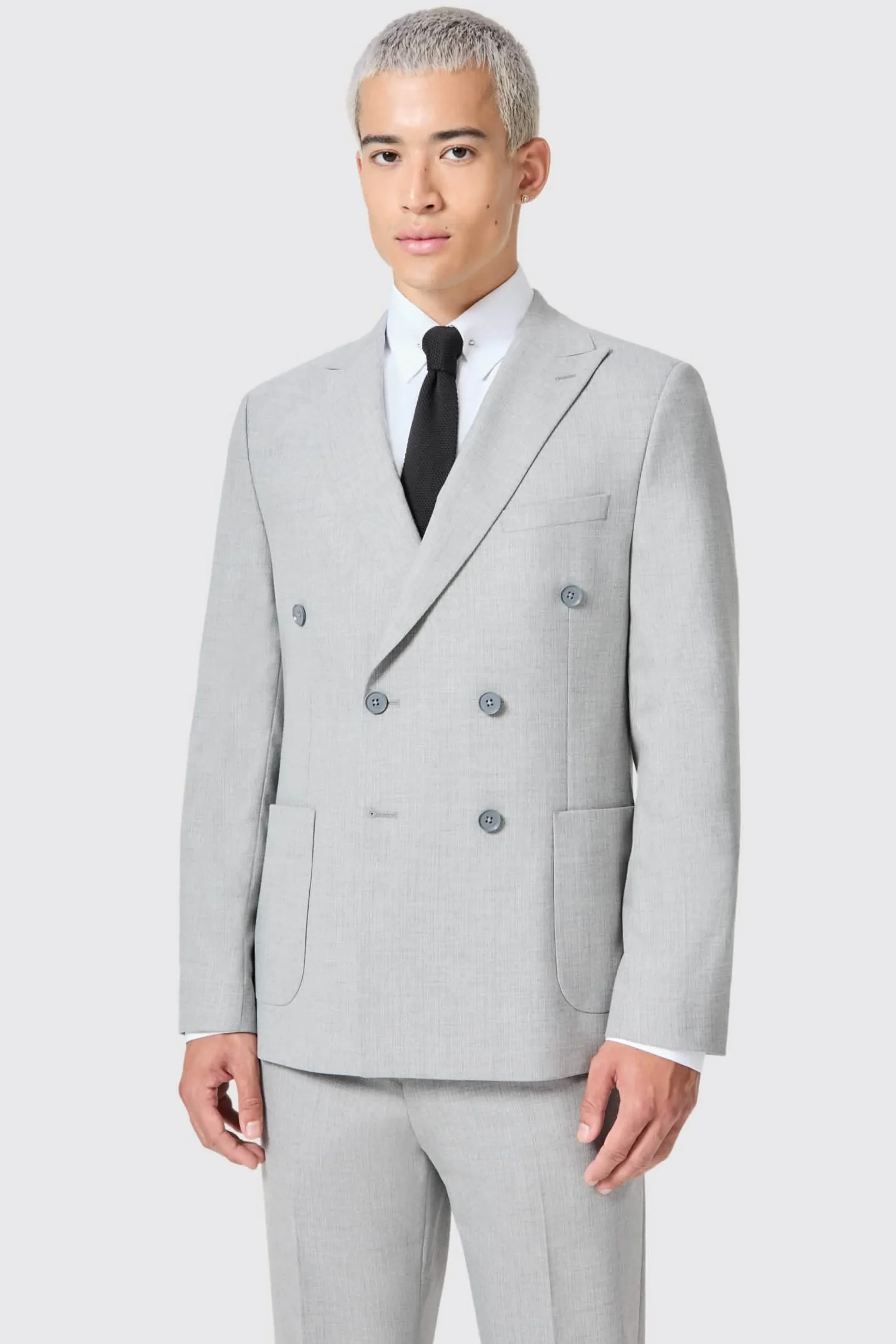 Style·Double Breasted Suits|Occasion·Groomsmen Suits|Twisted Tailor Atkinson Slim Fit Grey Double Breasted Suit