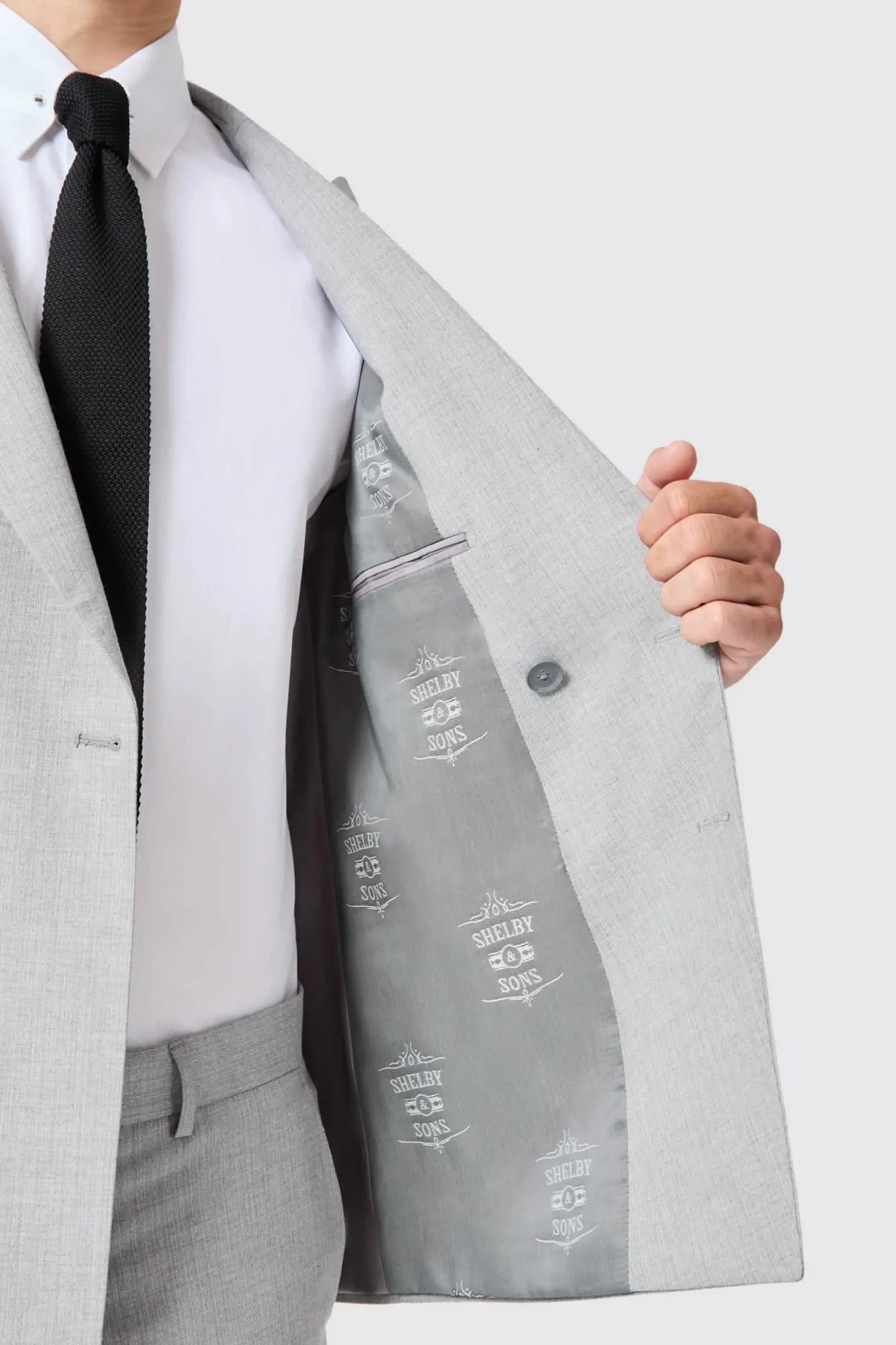 Style·Double Breasted Suits|Occasion·Groomsmen Suits|Twisted Tailor Atkinson Slim Fit Grey Double Breasted Suit