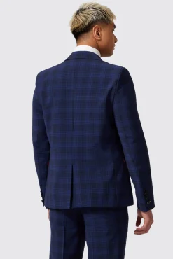 Jackets·Work Jackets|Twisted Tailor Barlow Slim Fit Navy Wool Check Jacket