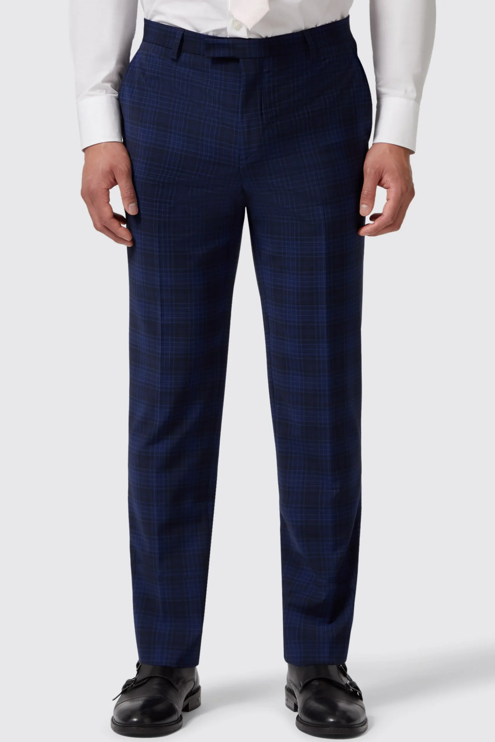 Trousers·Work Trousers|Twisted Tailor Barlow Slim Fit Navy Wool Check Trousers