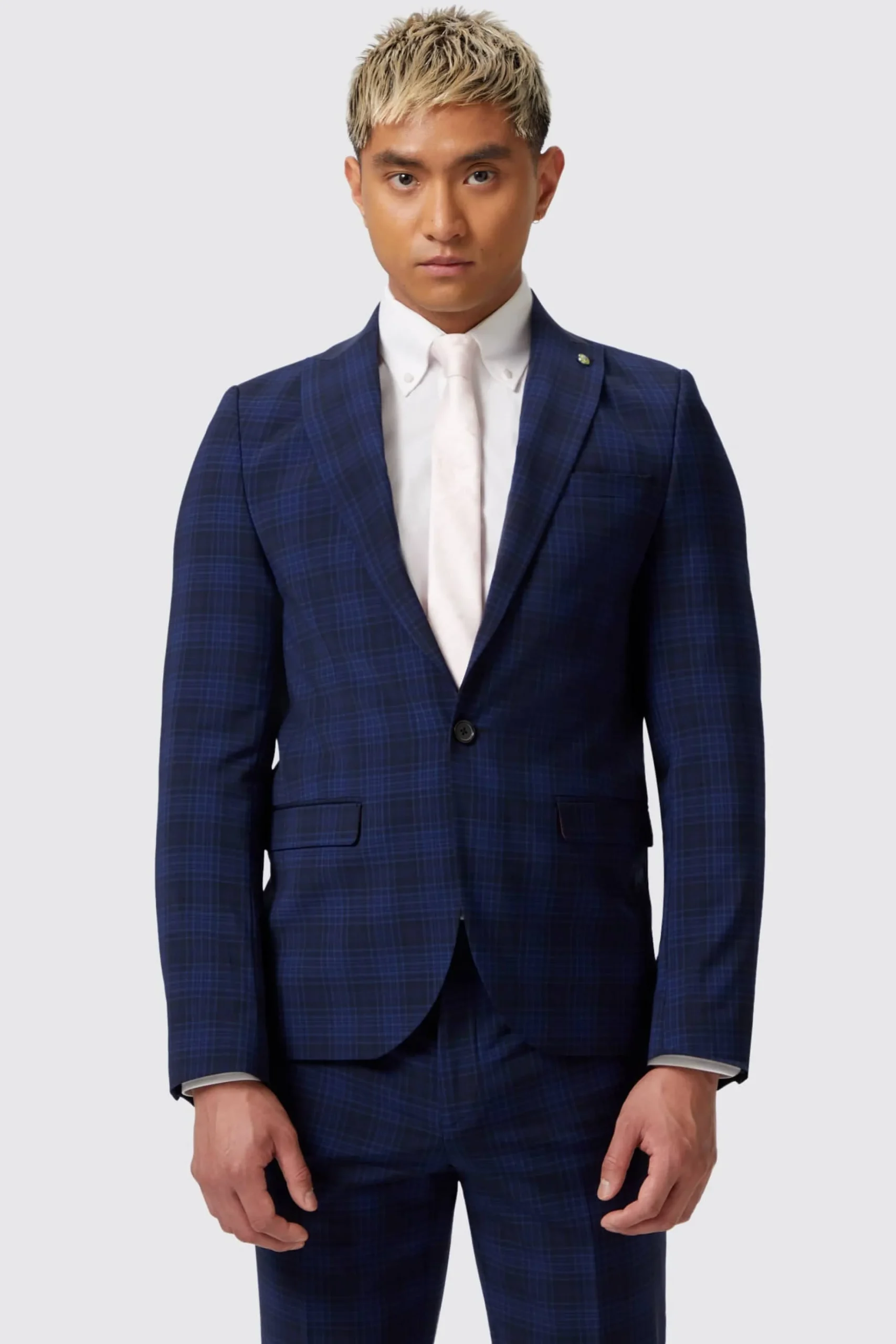 Style·Check Suits|Occasion·Autumn Suits|Twisted Tailor Barlow Slim Fit Navy Wool Check Suit