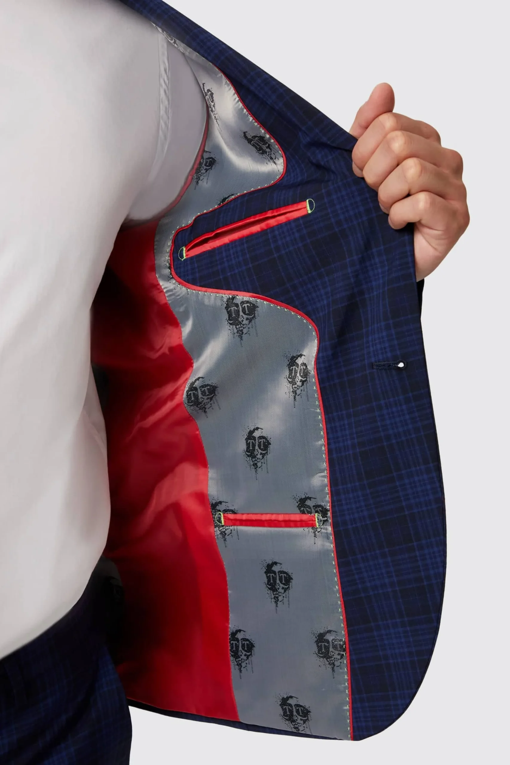 Style·Check Suits|Occasion·Autumn Suits|Twisted Tailor Barlow Slim Fit Navy Wool Check Suit