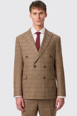 Jackets·Work Jackets|Jackets·Casual Jackets|Twisted Tailor Blackwood Slim Fit Brown Check Double Breasted Jacket
