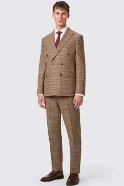 Style·Check Suits|Style·Double Breasted Suits|Twisted Tailor Blackwood Slim Fit Brown Check Double Breasted Suit