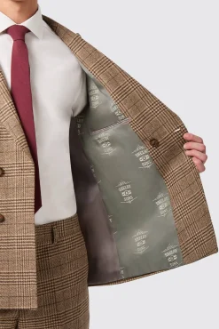 Style·Check Suits|Style·Double Breasted Suits|Twisted Tailor Blackwood Slim Fit Brown Check Double Breasted Suit