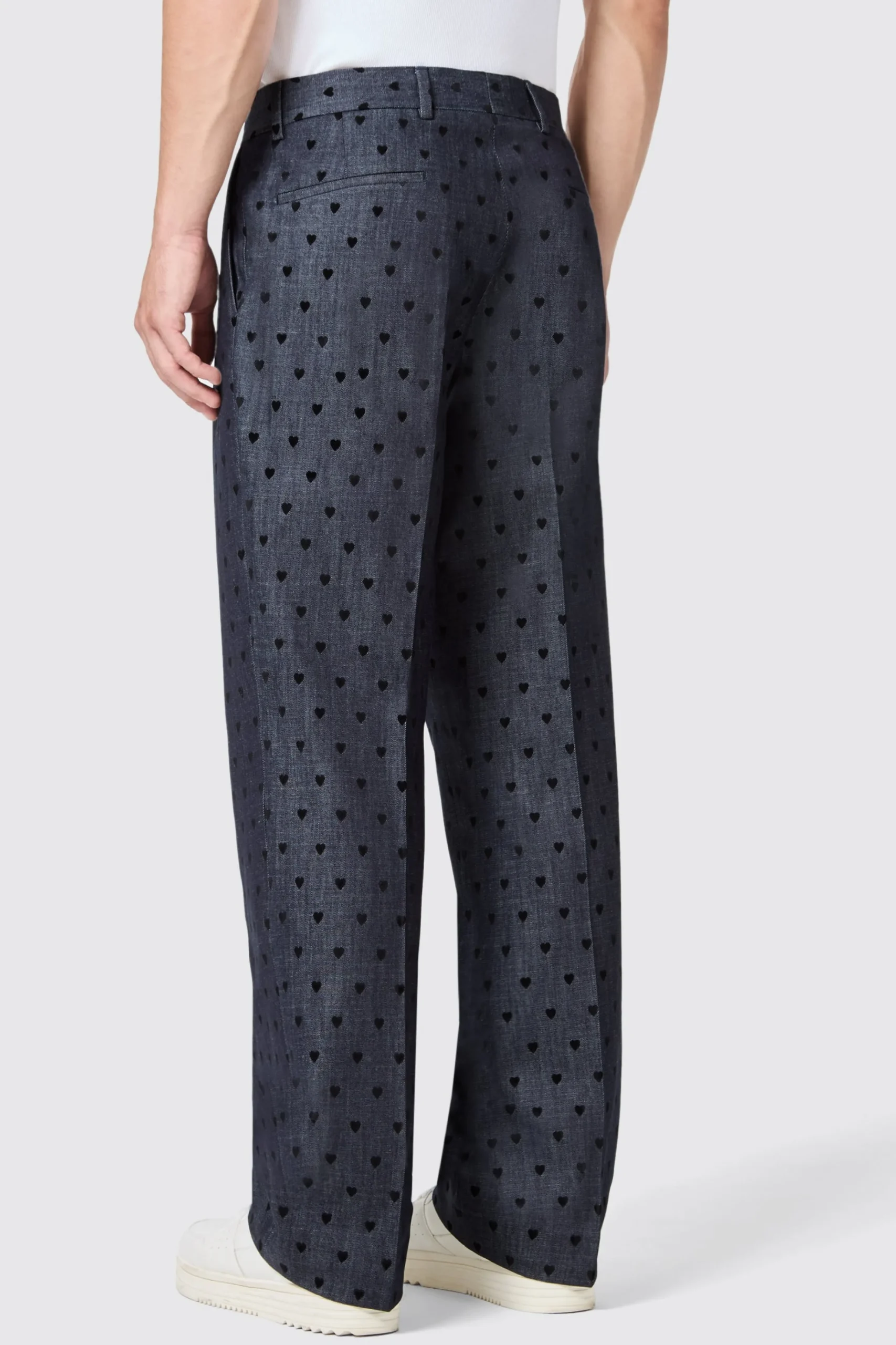 Unisex|Trousers·Casual Trousers|Twisted Tailor Blugi Slim Fit Blue Denim Heart Flocked Cotton Trousers