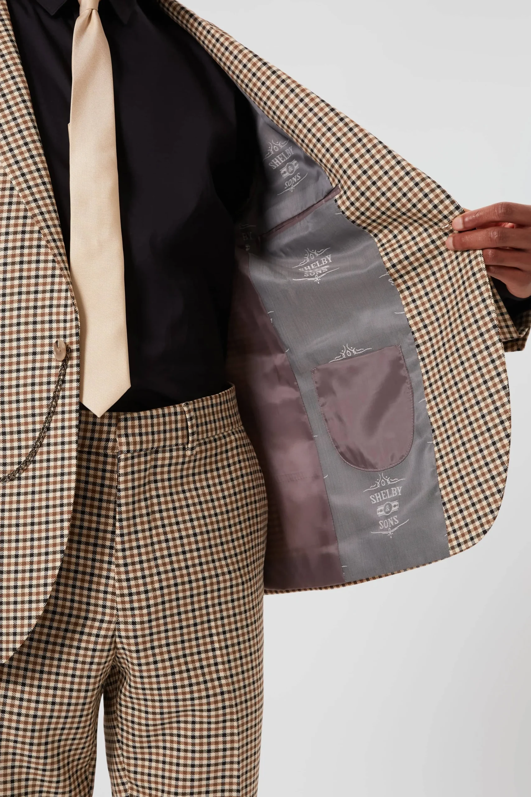 Style·Check Suits|Style·2 Piece Suits|Twisted Tailor Blythe Slim Fit Beige Check Suit