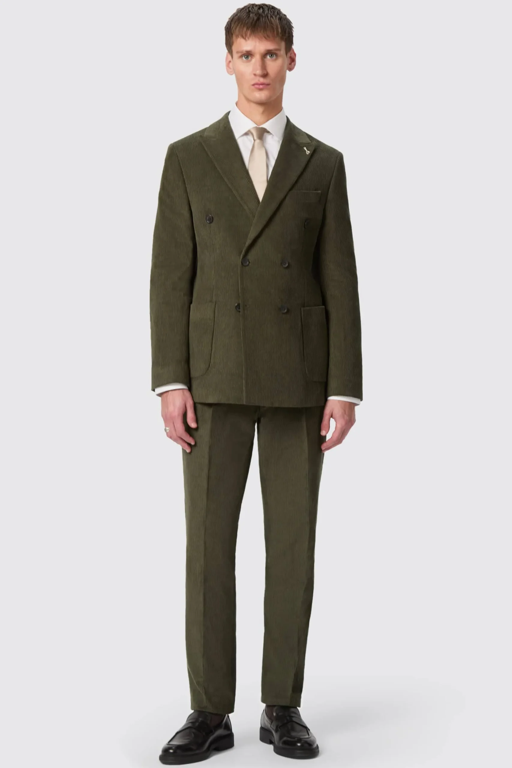 Jackets·Work Jackets|Jackets·Party Jackets|Twisted Tailor Brisbane Slim Fit Green Corduroy Double Breasted Jacket