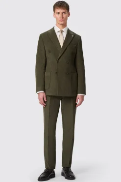 Style·Plain Suits|Style·Cord Suits|Twisted Tailor Brisbane Slim Fit Green Corduroy Double Breasted Suit