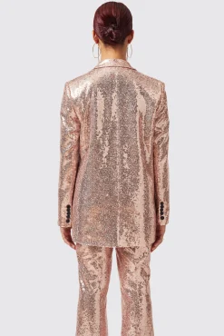 Woman|Twisted Tailor Caladium Slim Fit Pink Sequin Jacket
