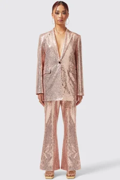 Woman|Twisted Tailor Caladium Slim Fit Pink Sequin Jacket