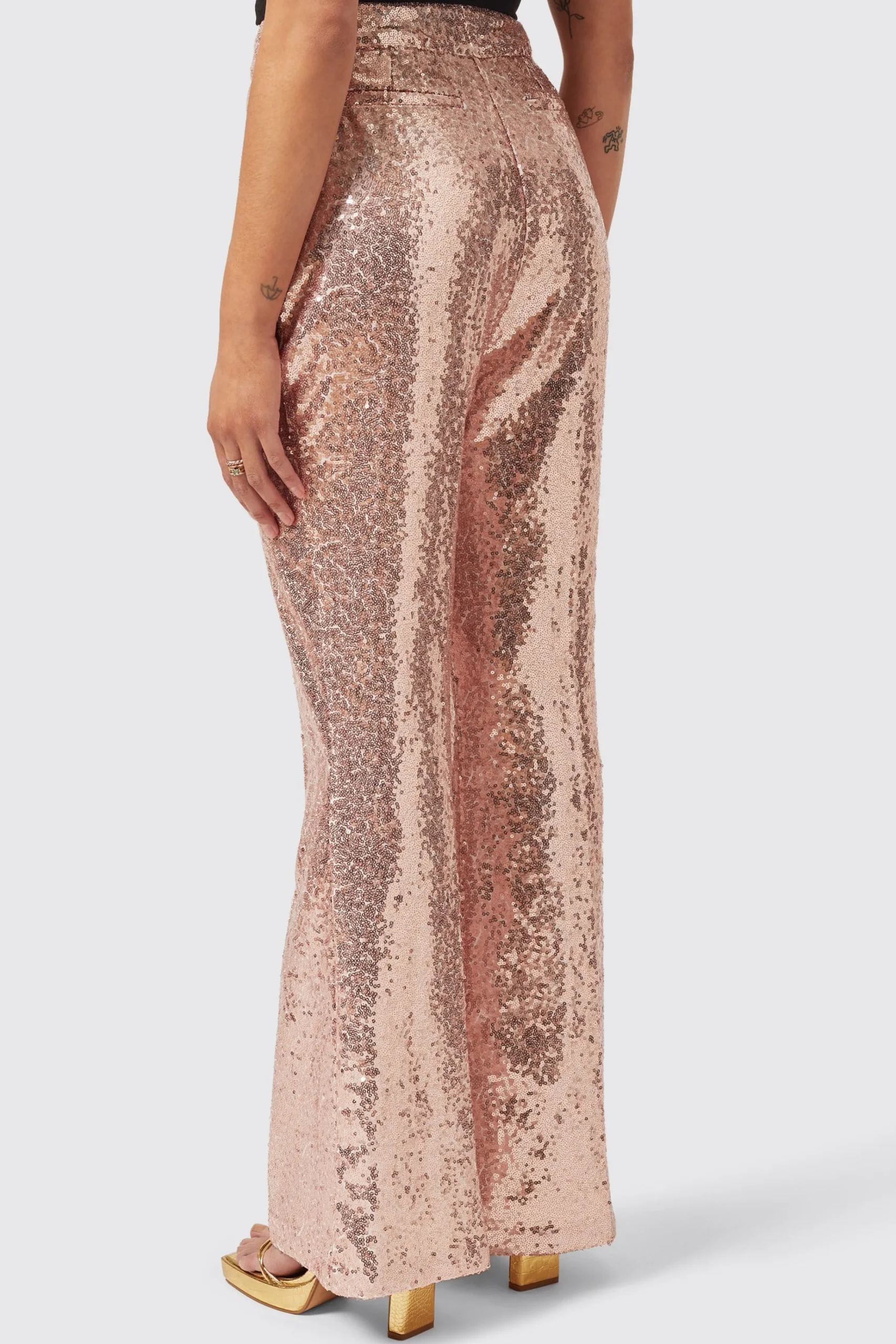 Woman|Twisted Tailor Caladium Slim Fit Pink Sequin Trouser