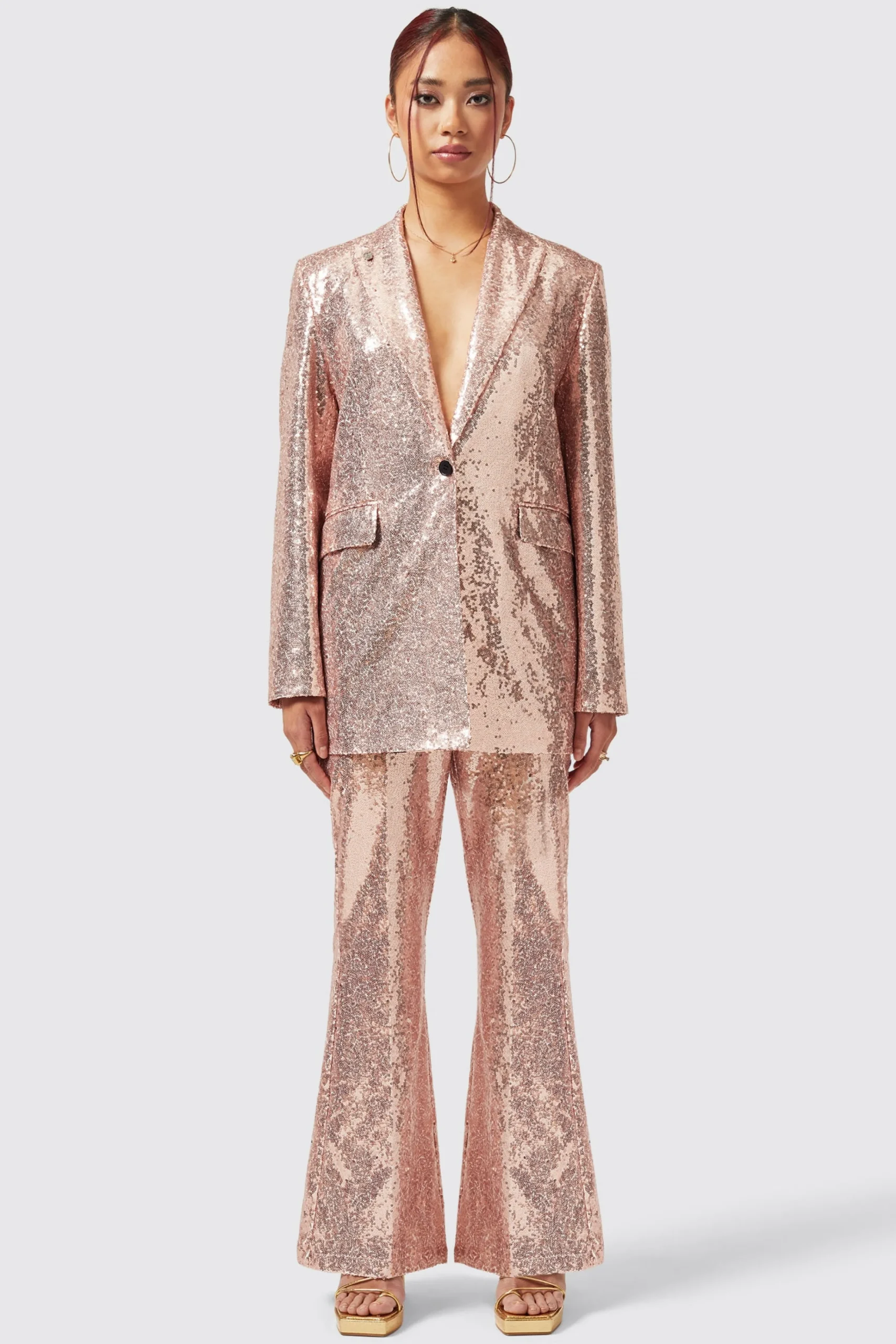Woman|Twisted Tailor Caladium Slim Fit Pink Sequin Trouser