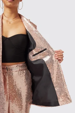 Woman|Twisted Tailor Caladium Slim Fit Pink Sequin Suit