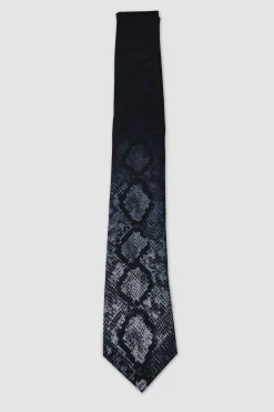 Suit Accessories·Ties|Twisted Tailor Carrol Black Snake Print Tie