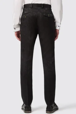 Trousers·Party Trousers|Twisted Tailor Compt Slim Fit Black Floral Jacquard Trousers
