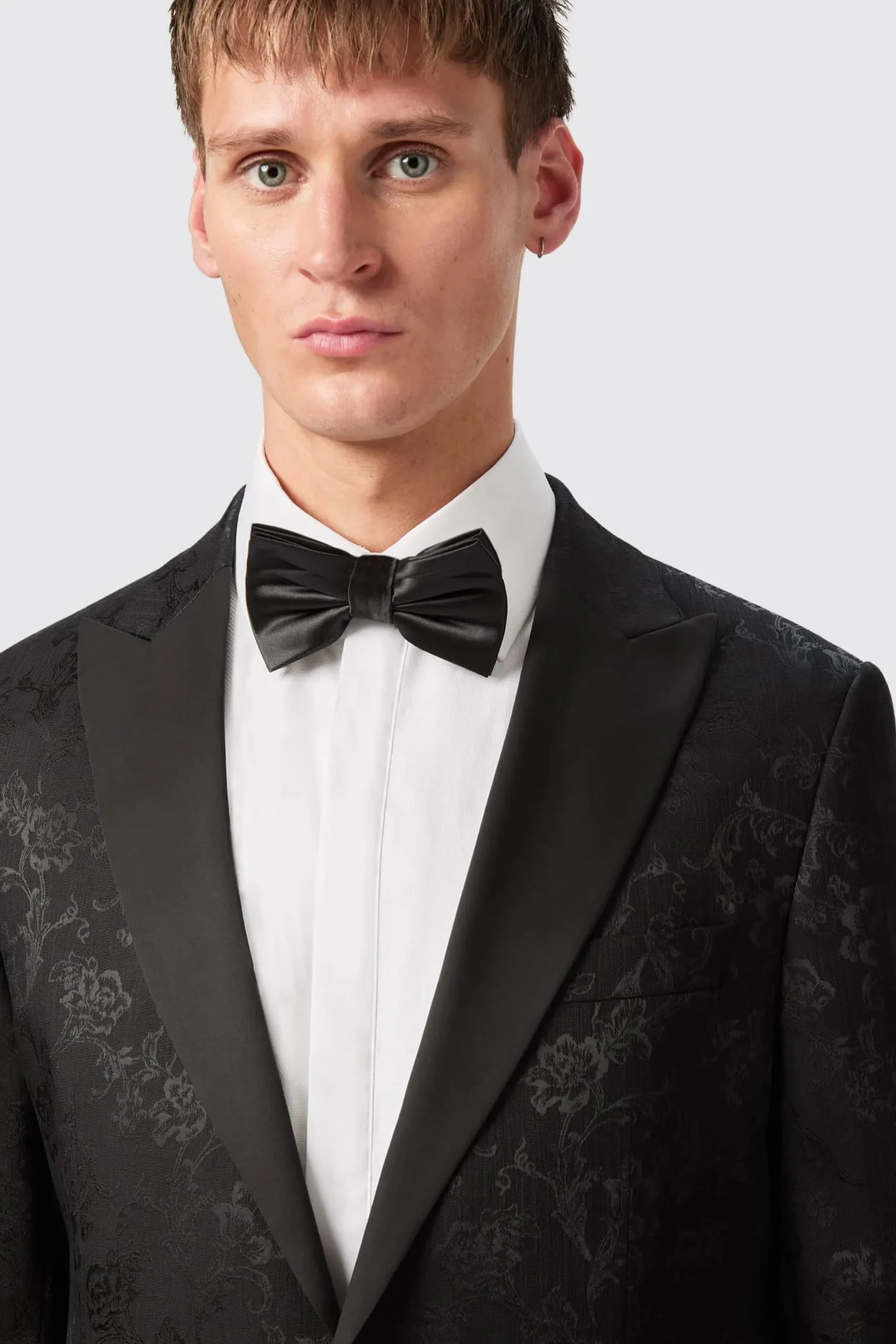 Jackets·Floral Jackets|Twisted Tailor Compt Slim Fit Black Floral Jacquard Jacket