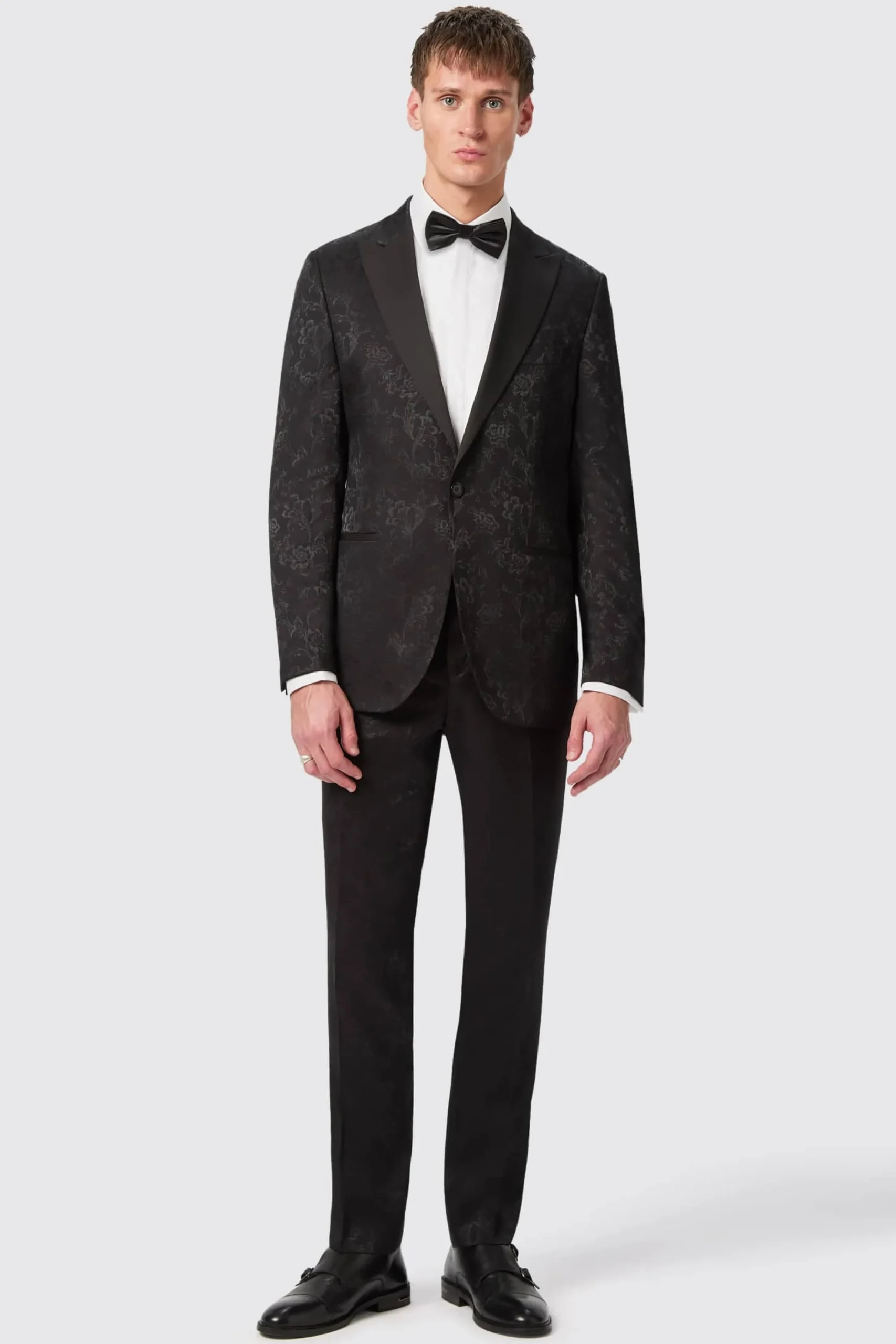 Jackets·Floral Jackets|Twisted Tailor Compt Slim Fit Black Floral Jacquard Jacket
