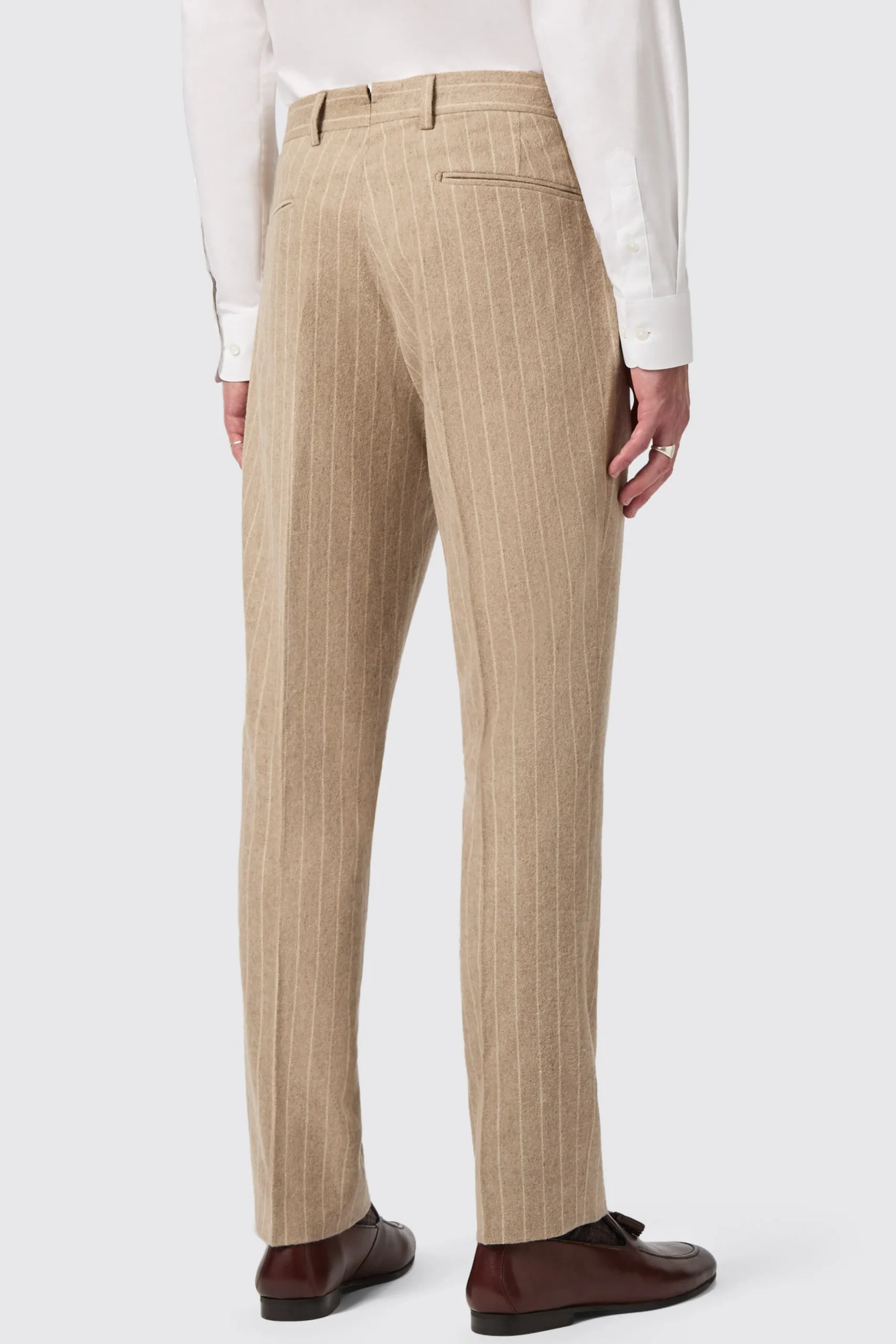 Trousers·Casual Trousers|Trousers·Work Trousers|Twisted Tailor Cornwall Slim Fit Beige Pinstripe Trousers