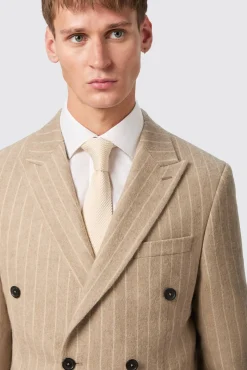 Style·Double Breasted Suits|Occasion·Groomsmen Suits|Twisted Tailor Cornwall Slim Fit Beige Pinstripe Double Breasted Suit
