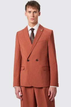 Jackets·Casual Jackets|Jackets·Party Jackets|Twisted Tailor Cortese Oversized Burnt Orange Pinstripe Jacket