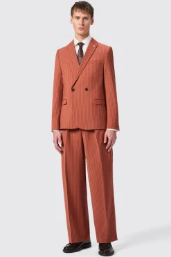 Occasion·Autumn Suits|Occasion·Back To It|Twisted Tailor Cortese Oversized Burnt Orange Pinstripe Suit