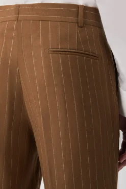 Trousers·Party Trousers|Twisted Tailor Cuttel Slim Fit Brown Pinstripe Trousers