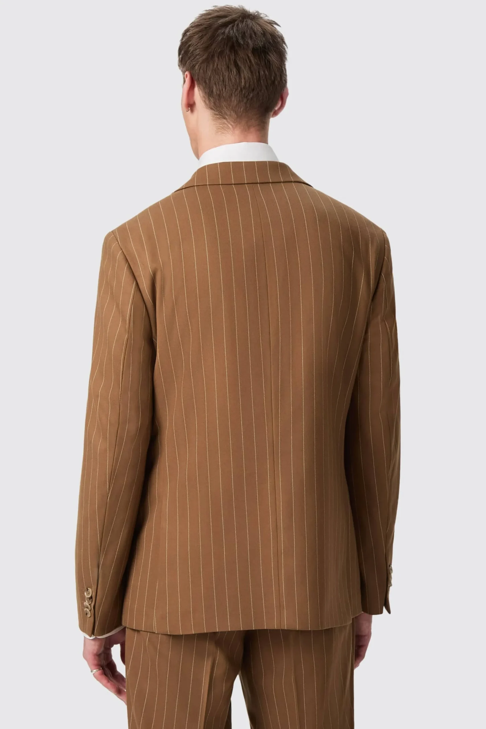 Style·2 Piece Suits|Occasion·Wedding Suits|Twisted Tailor Cuttel Slim Fit Brown Pinstripe Suit