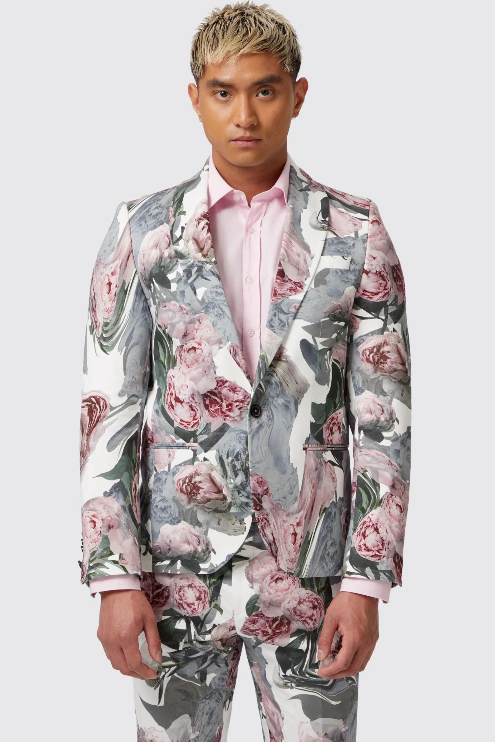 Jackets·Floral Jackets|Twisted Tailor Dali Skinny Fit White Cotton Floral Jacket