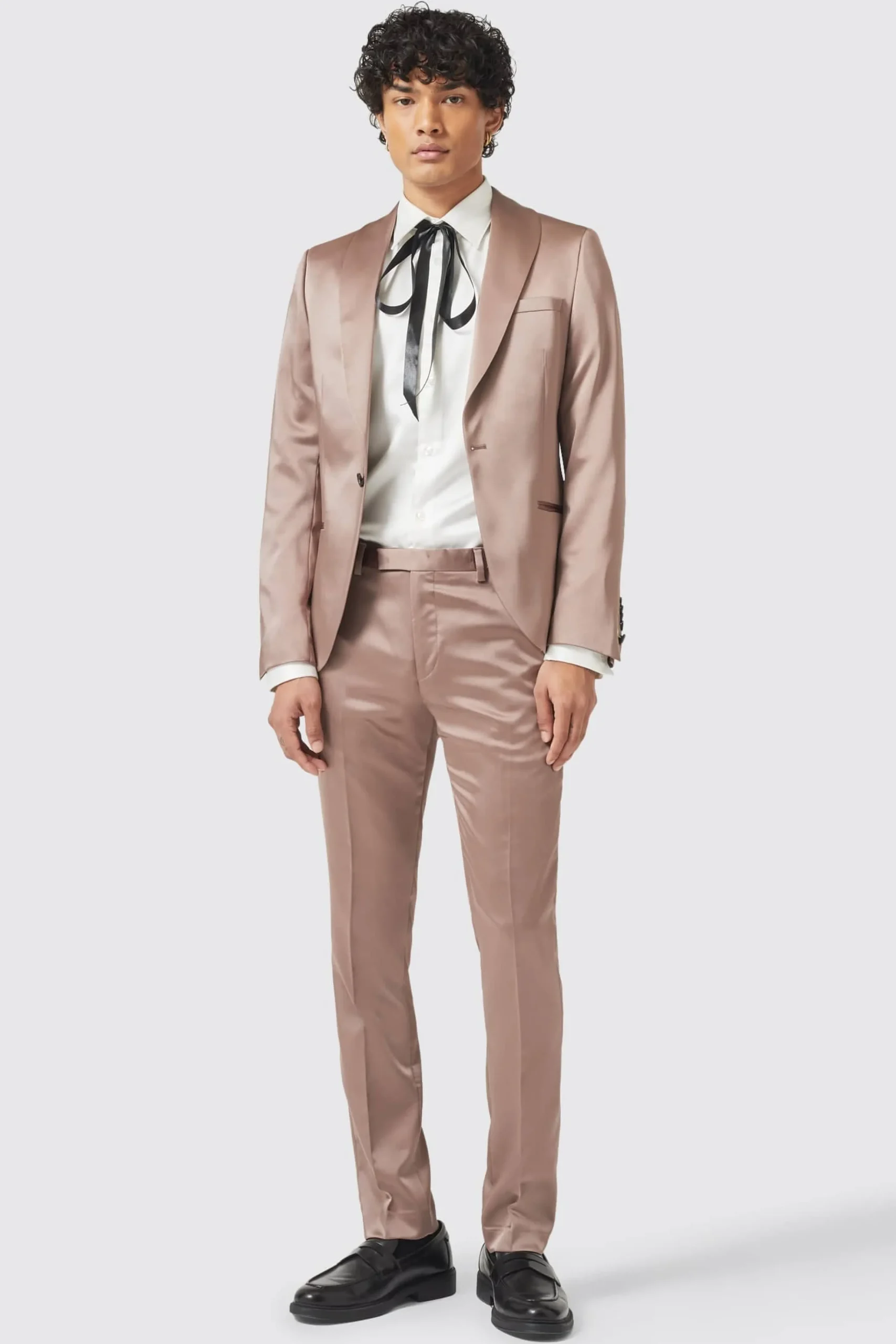 Style·Plain Suits|Style·2 Piece Suits|Twisted Tailor Draco Skinny Fit Rose Gold Sateen Suit