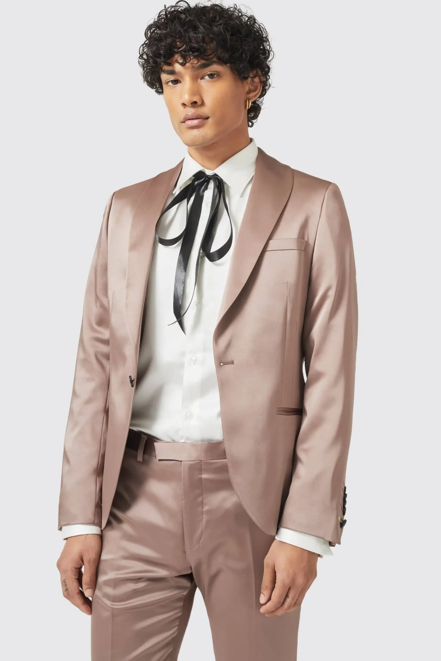 Style·Plain Suits|Style·2 Piece Suits|Twisted Tailor Draco Skinny Fit Rose Gold Sateen Suit