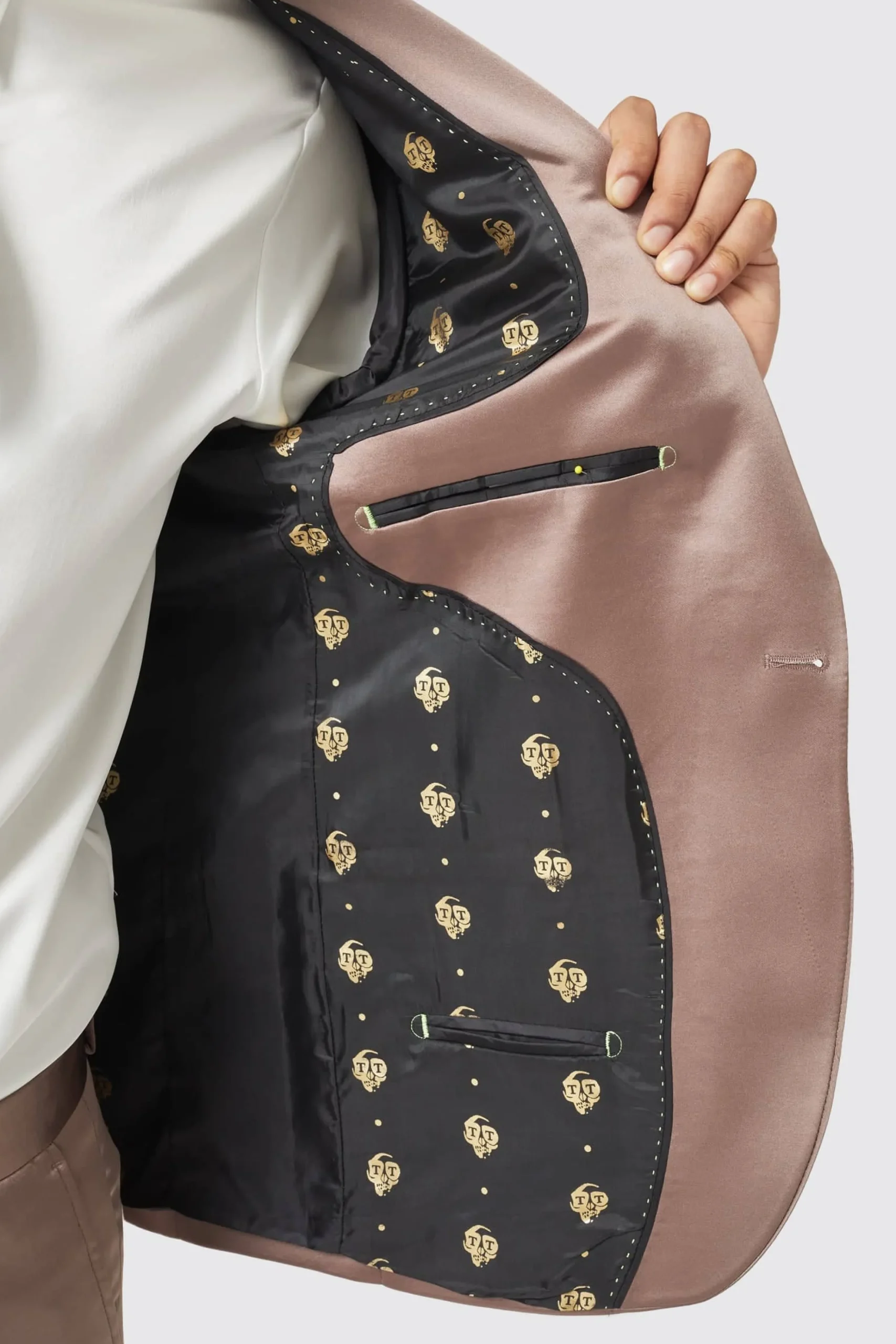 Style·Plain Suits|Style·2 Piece Suits|Twisted Tailor Draco Skinny Fit Rose Gold Sateen Suit