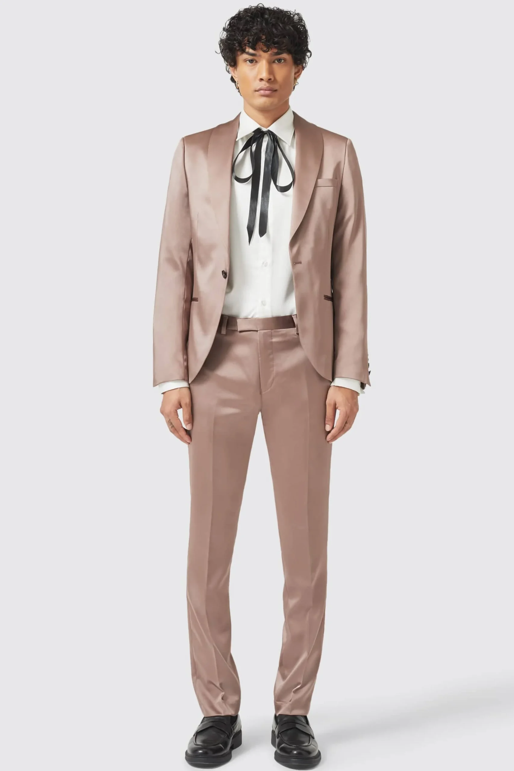 Style·Plain Suits|Style·2 Piece Suits|Twisted Tailor Draco Skinny Fit Rose Gold Sateen Suit