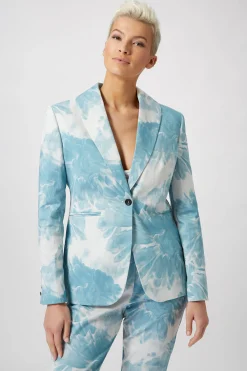 Woman|Twisted Tailor Dresden Skinny Fit Blue Floral Cotton Jacket